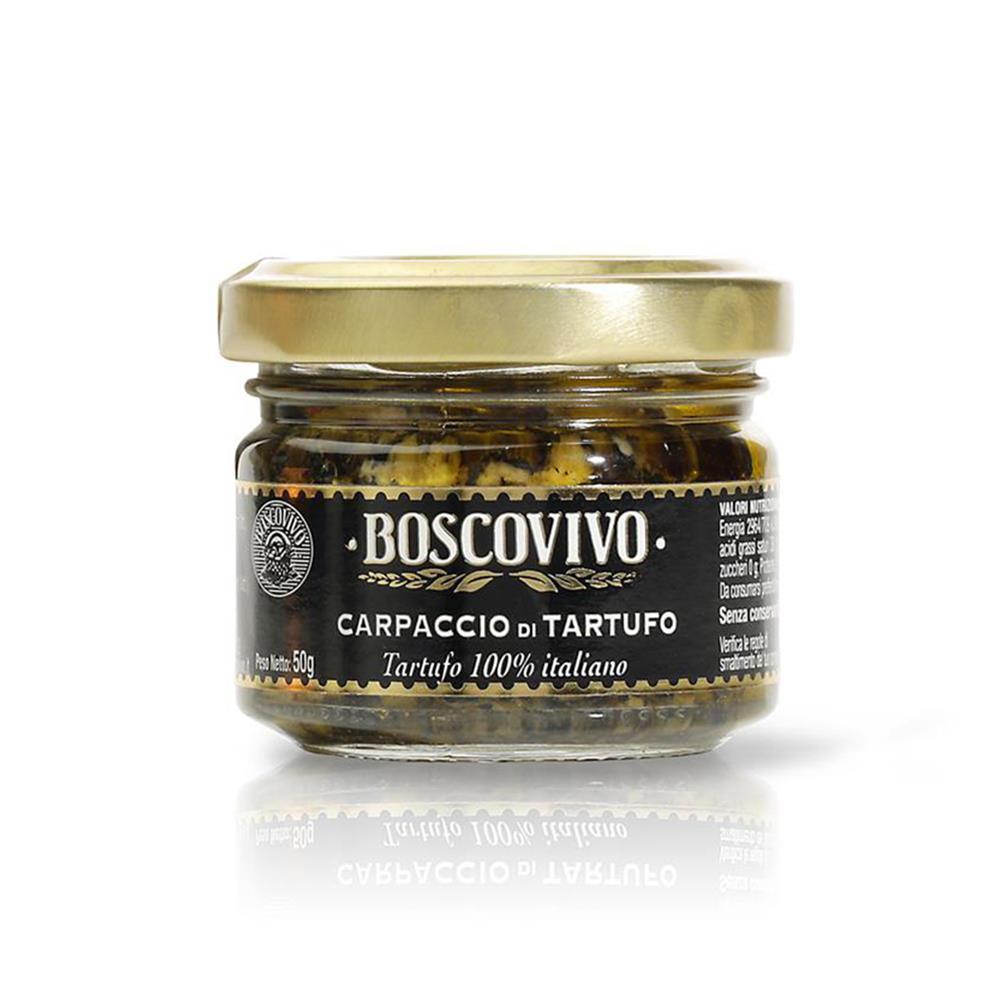Carpaccio di Tartufo Nero Estivo (Tunna skivor av svart tryffel Tuber aestivum Vitt.)